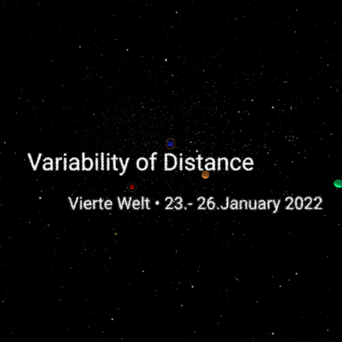 Variability of Distance Vierte Welt 23 - 26 January 2022 im Hintergrund sind Planeten schwebend