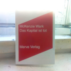 Das Buch "Das Kapital ist tot" von McKenzie Wark von Merve Verlag am Fenster. Licht scheint von hinten.